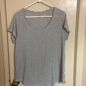 Toad & Co grey striped tee. Large.